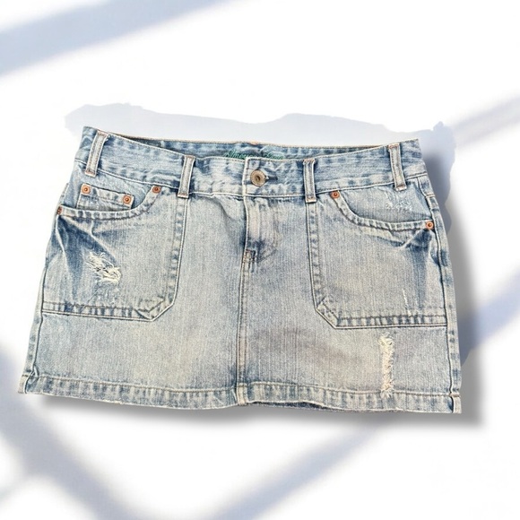 Vintage Mini Skirt denim 90s streetwear rave western 10 y2k - Picture 1 of 7